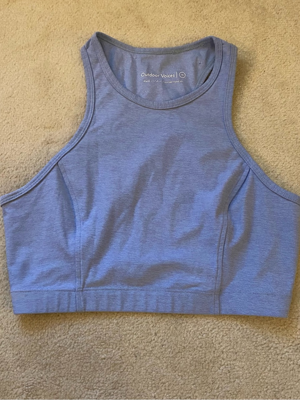 Outdoor Voices High Neck Racerback Sports Bra Crop Top Spacedye Lilac Sz Medium